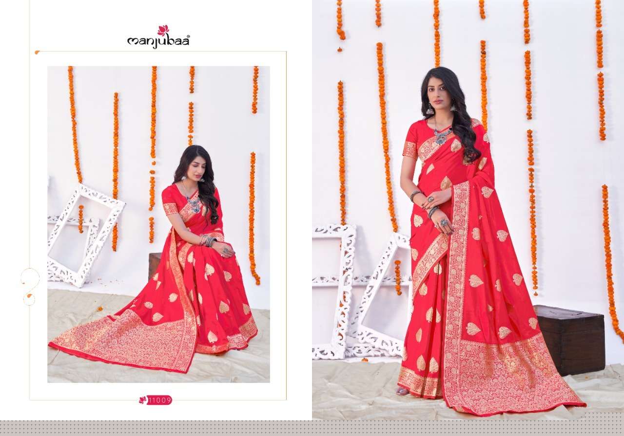 MAAISHA SILK VOL-3 BY MANJUBAA CLOTHING 11001 TO 11009 SERIES INDIAN TRADITIONAL WEAR COLLECTION BEAUTIFUL STYLISH FANCY COLORFUL PARTY WEAR & OCCASIONAL WEAR SILK SAREES AT WHOLESALE PRICE