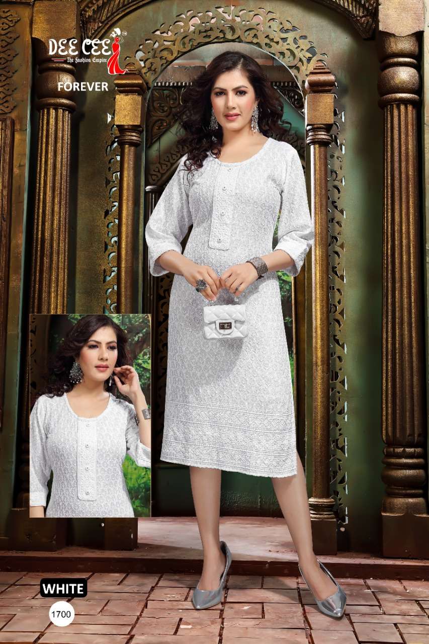 FOREVER BY DEE CEE 1692 TO 1703 SERIES DESIGNER STYLISH FANCY COLORFUL BEAUTIFUL PARTY WEAR & ETHNIC WEAR COLLECTION RAYON KURTIS AT WHOLESALE PRICE