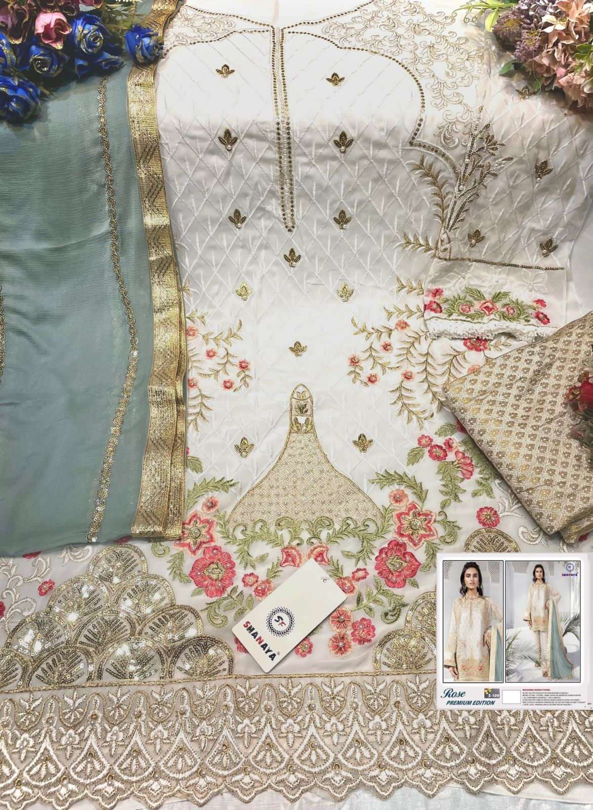 SHANAYA HIT DESIGN S-109 BY SHANAYA FASHION DESIGNER PAKISTANI SUITS BEAUTIFUL FANCY COLORFUL STYLISH PARTY WEAR & OCCASIONAL WEAR HEAVY FAUX GEORGETTE EMBROIDERED DRESSES AT WHOLESALE PRICE