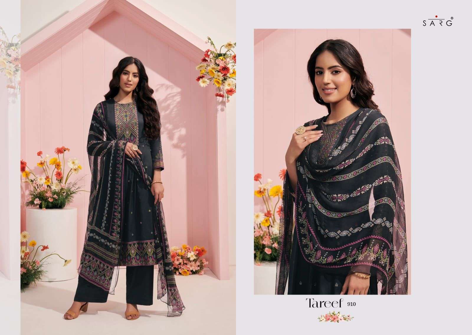 TAREEF BY SARG BEAUTIFUL SUITS COLORFUL STYLISH FANCY CASUAL WEAR & ETHNIC WEAR JACQUARD DRESSES AT WHOLESALE PRICE