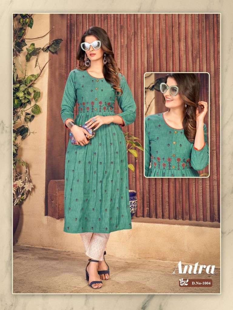ANTRA BY KANASU 1001 TO 1008 SERIES DESIGNER STYLISH FANCY COLORFUL BEAUTIFUL PARTY WEAR & ETHNIC WEAR COLLECTION PURE RAYON KURTIS AT WHOLESALE PRICE