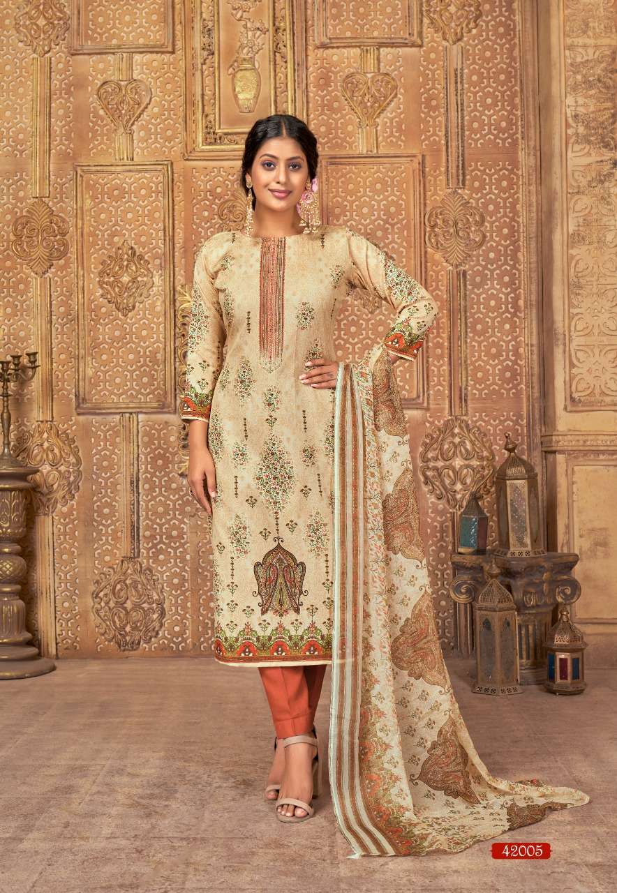 PUNJABI KUDI VOL-42 BY SHIV GORI SILK MILLS 42001 TO 42012 SERIES BEAUTIFUL WINTER COLLECTION SUITS STYLISH FANCY COLORFUL CASUAL WEAR & ETHNIC WEAR COTTON PRINT DRESSES AT WHOLESALE PRICE