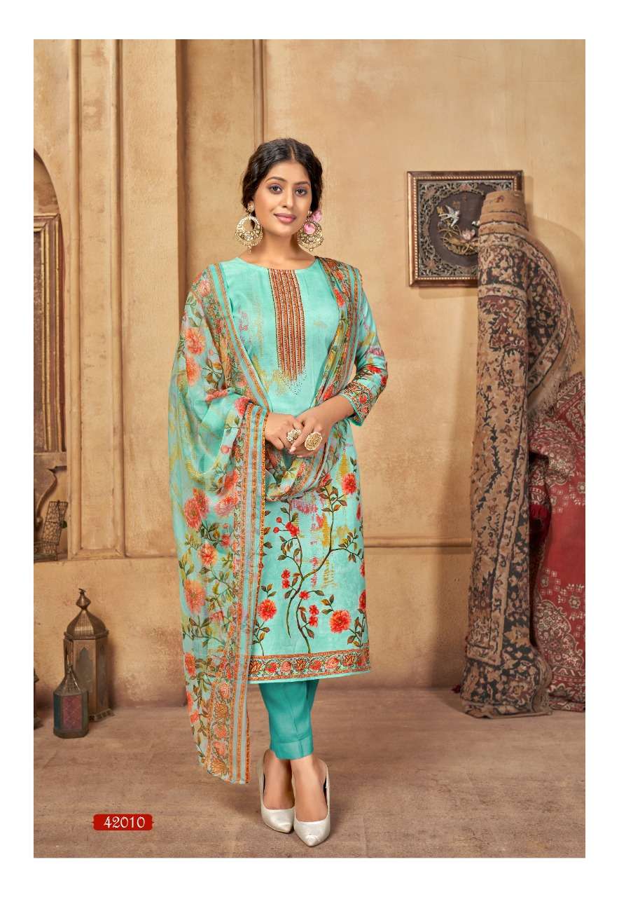 PUNJABI KUDI VOL-42 BY SHIV GORI SILK MILLS 42001 TO 42012 SERIES BEAUTIFUL WINTER COLLECTION SUITS STYLISH FANCY COLORFUL CASUAL WEAR & ETHNIC WEAR COTTON PRINT DRESSES AT WHOLESALE PRICE