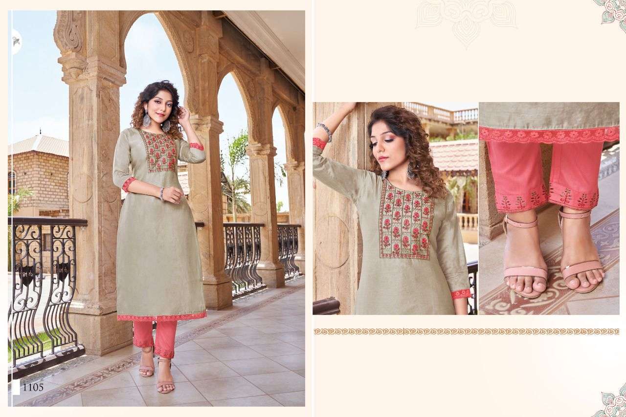 KANISHKA BY HARIYAALI 1101 TO 1106 SERIES DESIGNER STYLISH FANCY COLORFUL BEAUTIFUL PARTY WEAR & ETHNIC WEAR COLLECTION MODAL SILK WITH WORK KURTIS WITH BOTTOM AT WHOLESALE PRICE