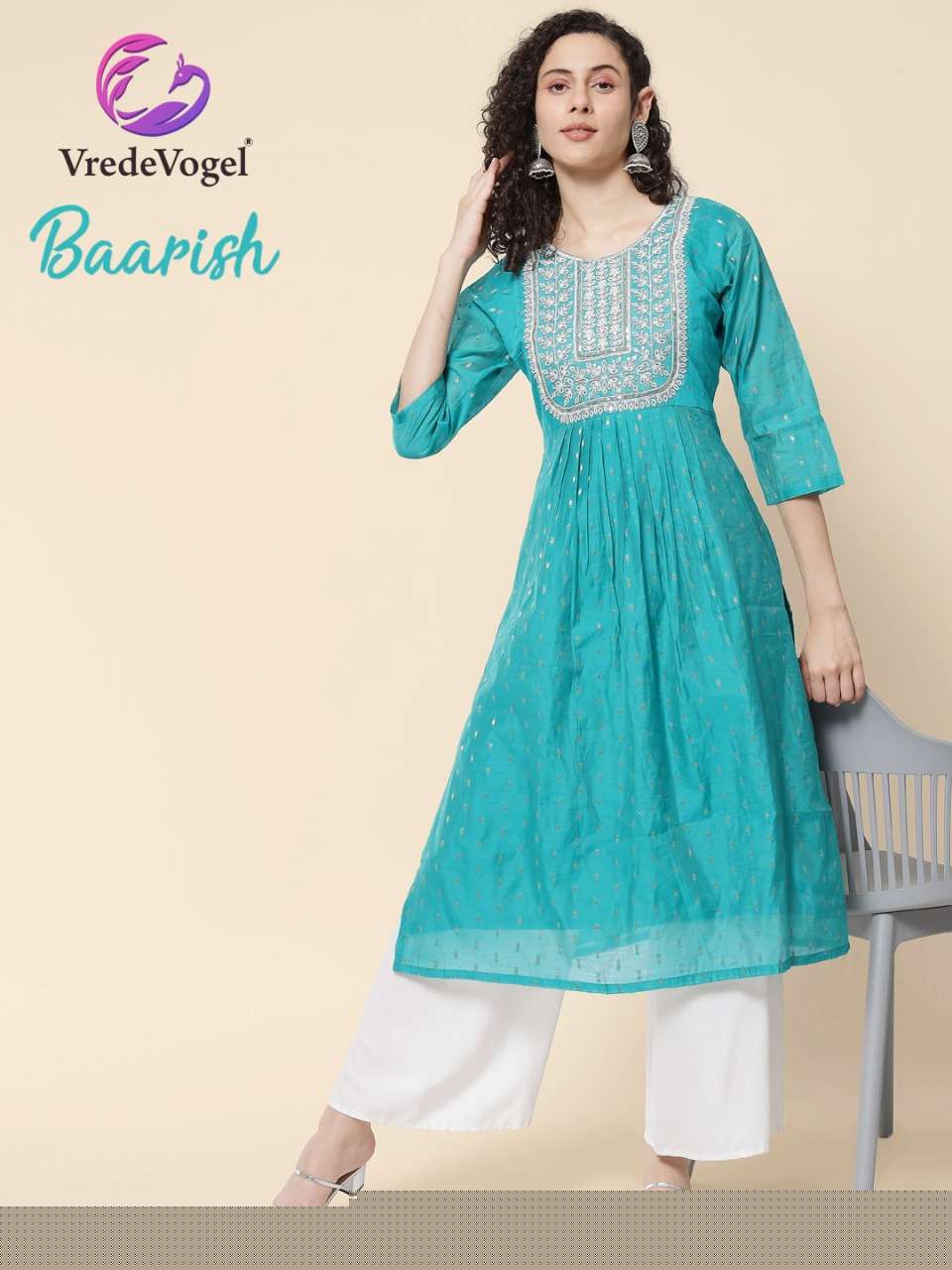 BAARISH BY VREDE VOGEL 1001 TO 1007 SERIES DESIGNER STYLISH FANCY COLORFUL BEAUTIFUL PARTY WEAR & ETHNIC WEAR COLLECTION MODAL CHANDERI KURTIS AT WHOLESALE PRICE