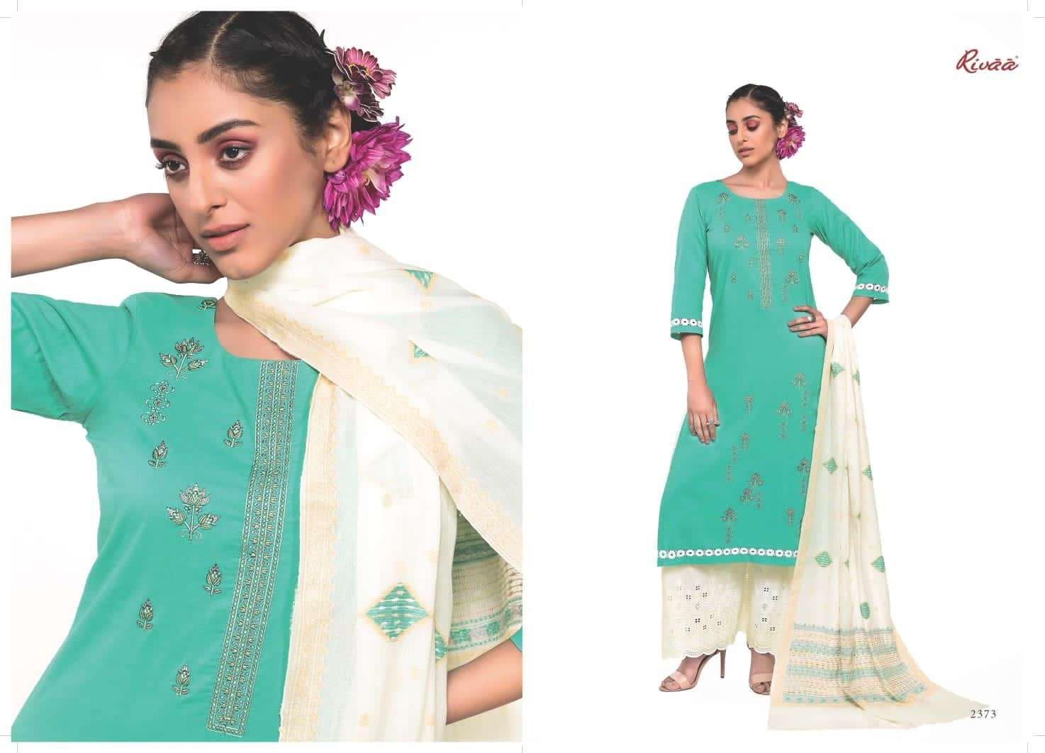 NAZM BY RIVAA 2372 TO 2378 SERIES BEAUTIFUL SUITS COLORFUL STYLISH FANCY CASUAL WEAR & ETHNIC WEAR PURE COTTON EMBROIDERED DRESSES AT WHOLESALE PRICE