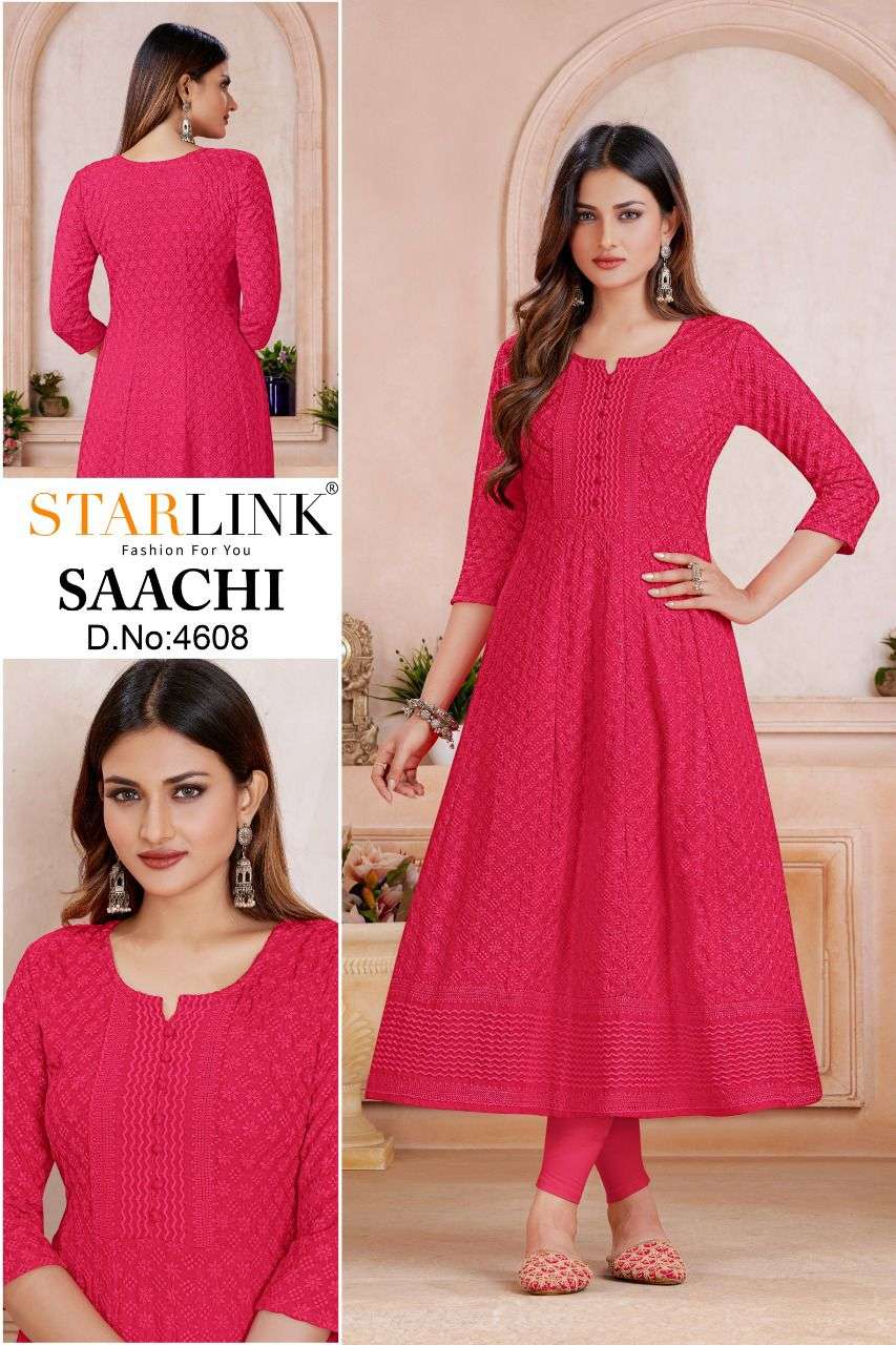 SAACHI BY STARLINK 4601 TO 4620 SERIES DESIGNER STYLISH FANCY COLORFUL BEAUTIFUL PARTY WEAR & ETHNIC WEAR COLLECTION RAYON KURTIS AT WHOLESALE PRICE