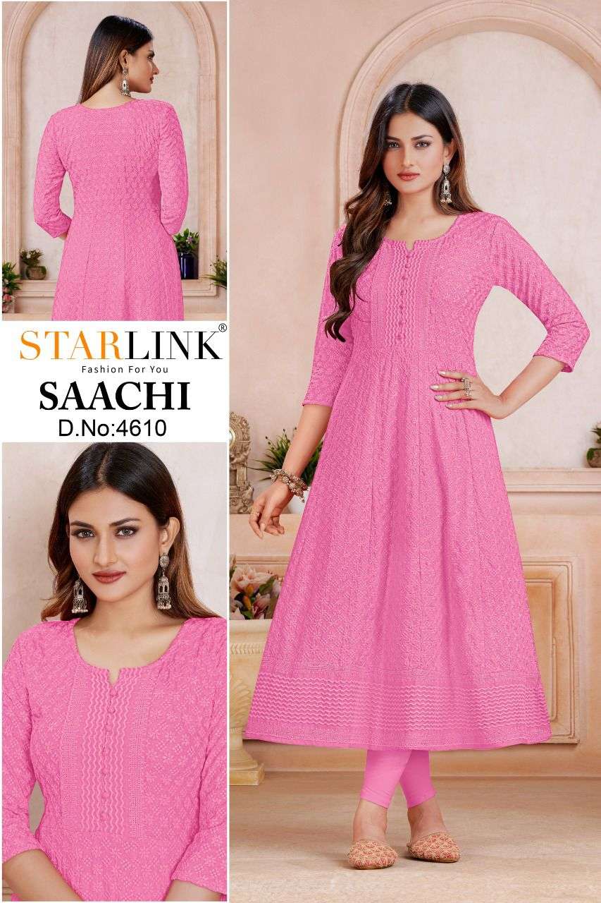 SAACHI BY STARLINK 4601 TO 4620 SERIES DESIGNER STYLISH FANCY COLORFUL BEAUTIFUL PARTY WEAR & ETHNIC WEAR COLLECTION RAYON KURTIS AT WHOLESALE PRICE