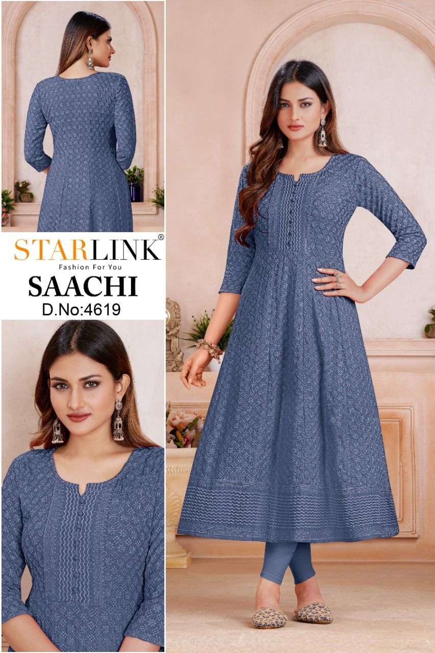 SAACHI BY STARLINK 4601 TO 4620 SERIES DESIGNER STYLISH FANCY COLORFUL BEAUTIFUL PARTY WEAR & ETHNIC WEAR COLLECTION RAYON KURTIS AT WHOLESALE PRICE