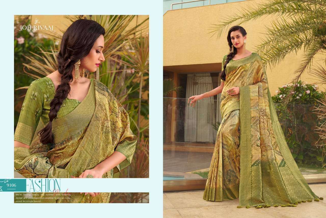 CHHAPAI VOL-2 BY JOH RIVAAJ 9101 TO 9109 SERIES INDIAN TRADITIONAL WEAR COLLECTION BEAUTIFUL STYLISH FANCY COLORFUL PARTY WEAR & OCCASIONAL WEAR SILK SAREES AT WHOLESALE PRICE