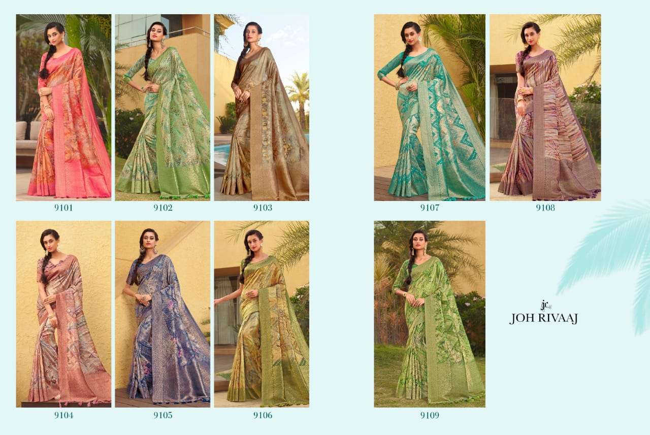 CHHAPAI VOL-2 BY JOH RIVAAJ 9101 TO 9109 SERIES INDIAN TRADITIONAL WEAR COLLECTION BEAUTIFUL STYLISH FANCY COLORFUL PARTY WEAR & OCCASIONAL WEAR SILK SAREES AT WHOLESALE PRICE