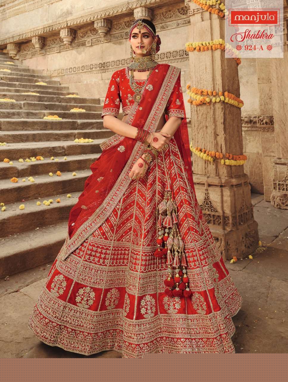 SHUBHRA BY MANJULA DESIGNER BEAUTIFUL NAVRATRI COLLECTION OCCASIONAL WEAR & PARTY WEAR SILK LEHENGAS AT WHOLESALE PRICE