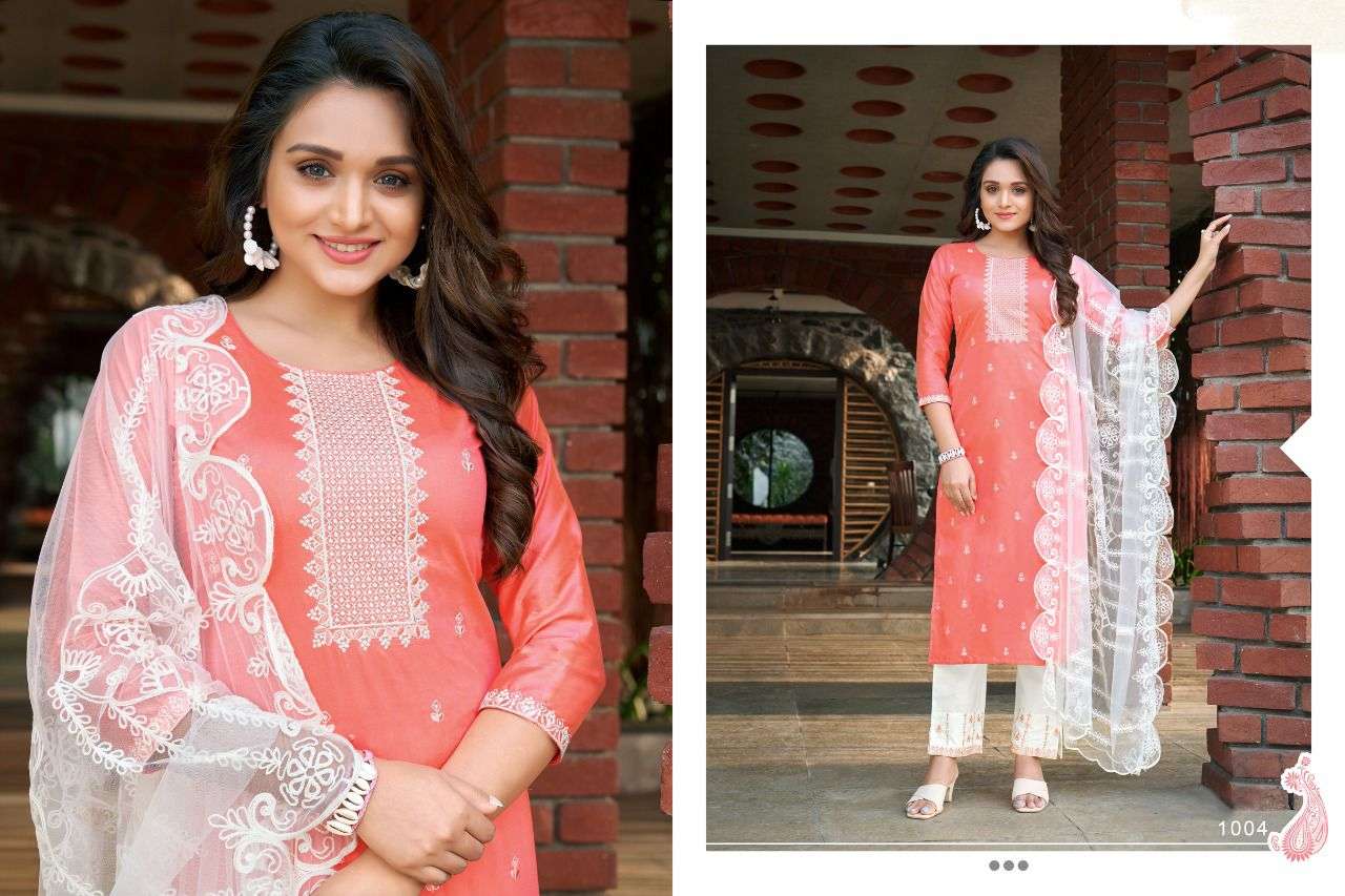 KASINO VOL-3 BY HARIYAALI 1001 TO 1008 SERIES BEAUTIFUL SUITS COLORFUL STYLISH FANCY CASUAL WEAR & ETHNIC WEAR VISCOSE SILK WITH WORK DRESSES AT WHOLESALE PRICE