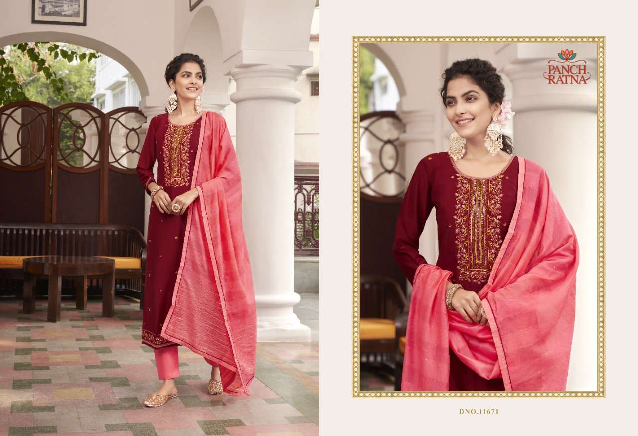 ANGEL BY PANCH RATNA 11671 TO 11675 SERIES BEAUTIFUL SUITS COLORFUL STYLISH FANCY CASUAL WEAR & ETHNIC WEAR SILK DRESSES AT WHOLESALE PRICE