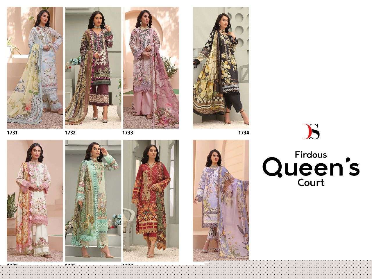 FIRDOUS QUEENS COURT BY DEEPSY SUITS 1731 TO 1738 SERIES BEAUTIFUL PAKISTANI SUITS COLORFUL STYLISH FANCY CASUAL WEAR & ETHNIC WEAR PURE COTTON DRESSES AT WHOLESALE PRICE