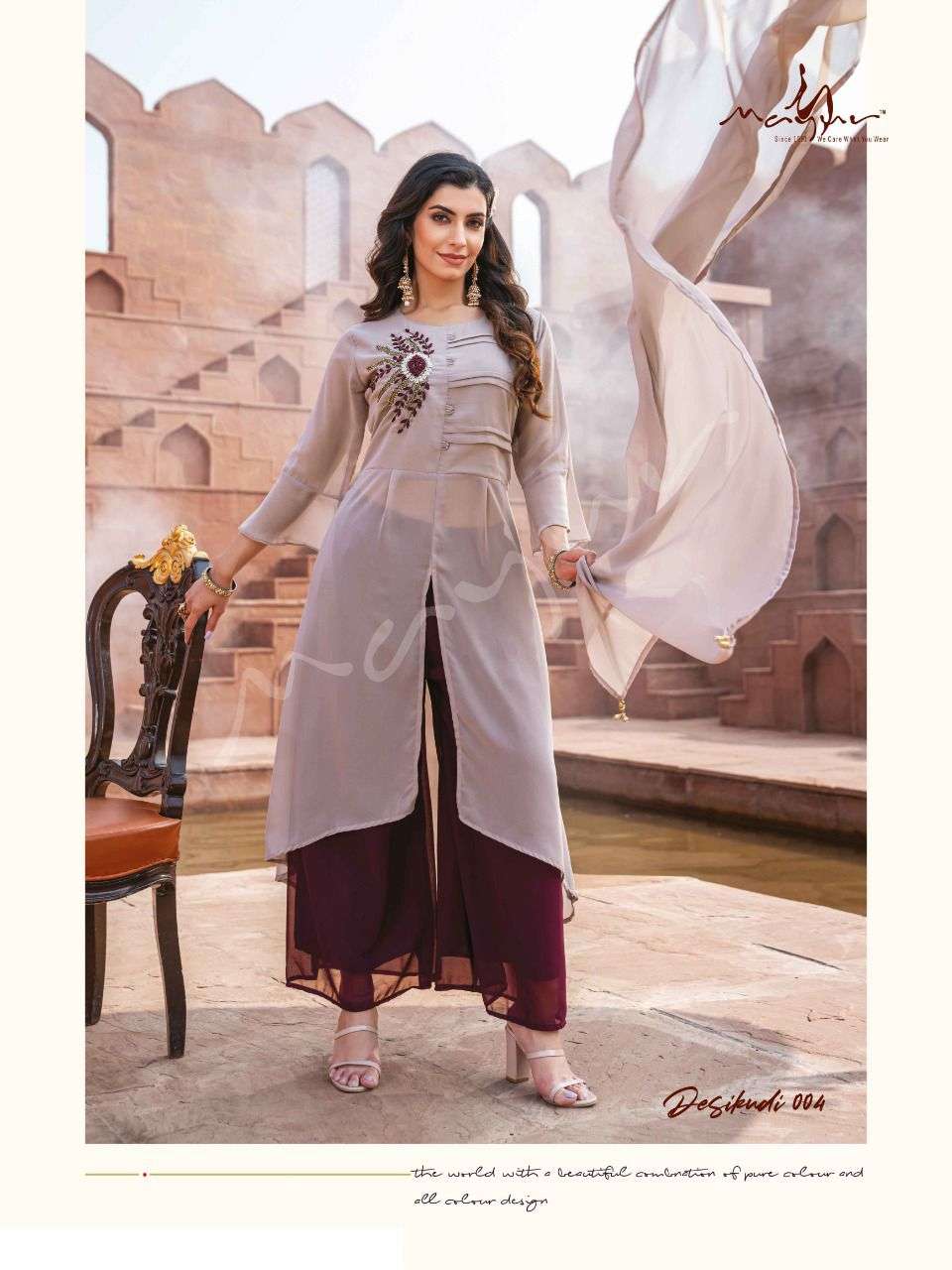 DESI KUDI BY MAYUR 001 TO 006 SERIES BEAUTIFUL SUITS COLORFUL STYLISH FANCY CASUAL WEAR & ETHNIC WEAR FAUX GEORGETTE DRESSES AT WHOLESALE PRICE