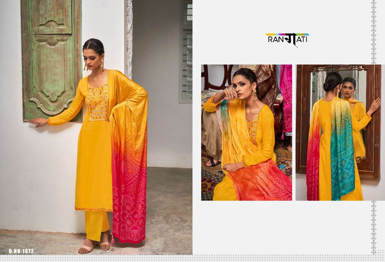 AASTHA BY RANGATI 1667 TO 1672 SERIES BEAUTIFUL SUITS COLORFUL STYLISH FANCY CASUAL WEAR & ETHNIC WEAR SILK DRESSES AT WHOLESALE PRICE