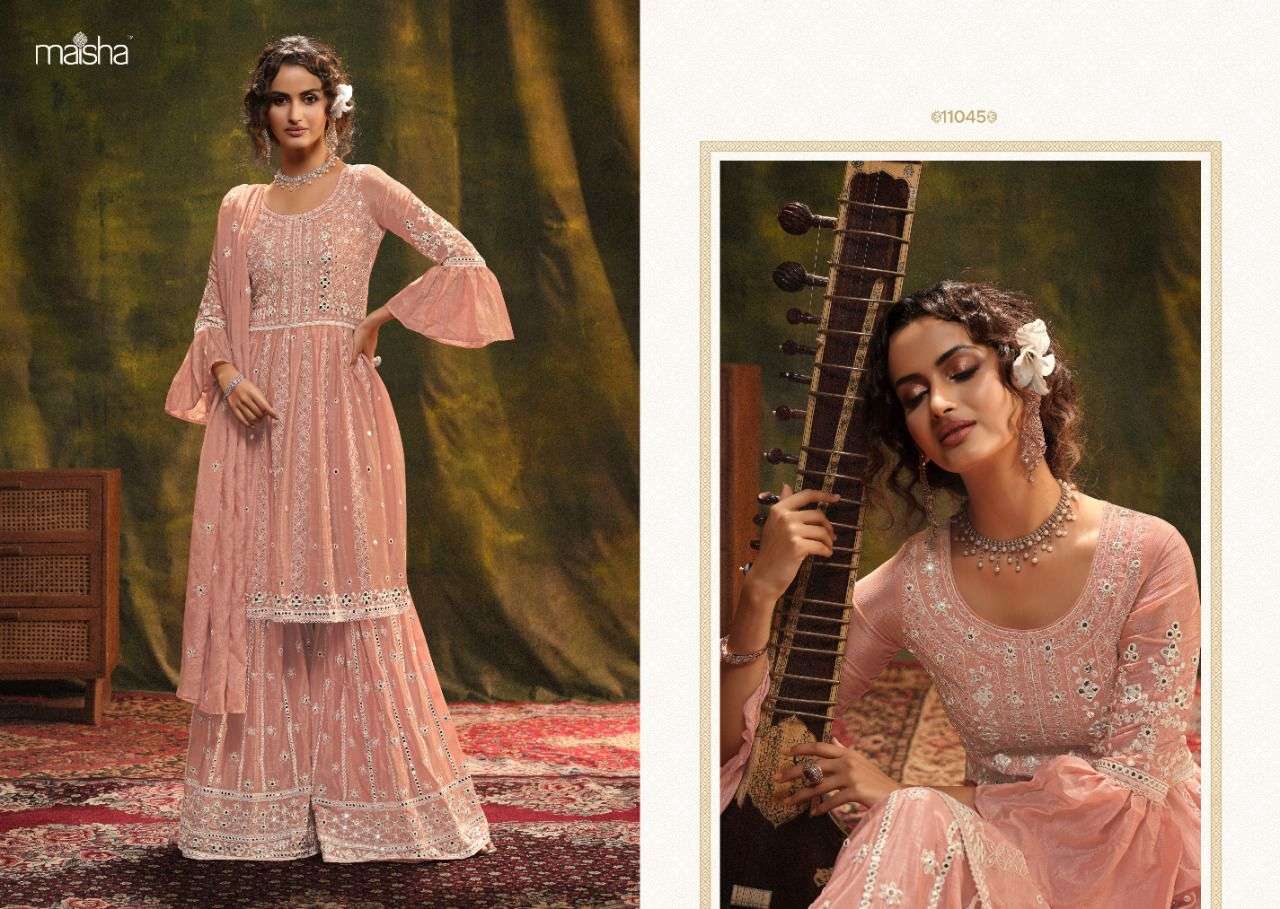 SIRONAH BY MAISHA 11043 TO 11045 SERIES BEAUTIFUL SHARARA SUITS COLORFUL STYLISH FANCY CASUAL WEAR & ETHNIC WEAR PURE CHINNON DRESSES AT WHOLESALE PRICE