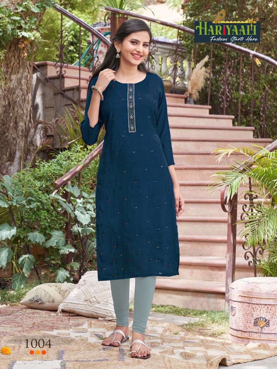 AAROHI BY HARIYAALI 1001 TO 1006 SERIES DESIGNER STYLISH FANCY COLORFUL BEAUTIFUL PARTY WEAR & ETHNIC WEAR COLLECTION VISCOSE KURTIS AT WHOLESALE PRICE