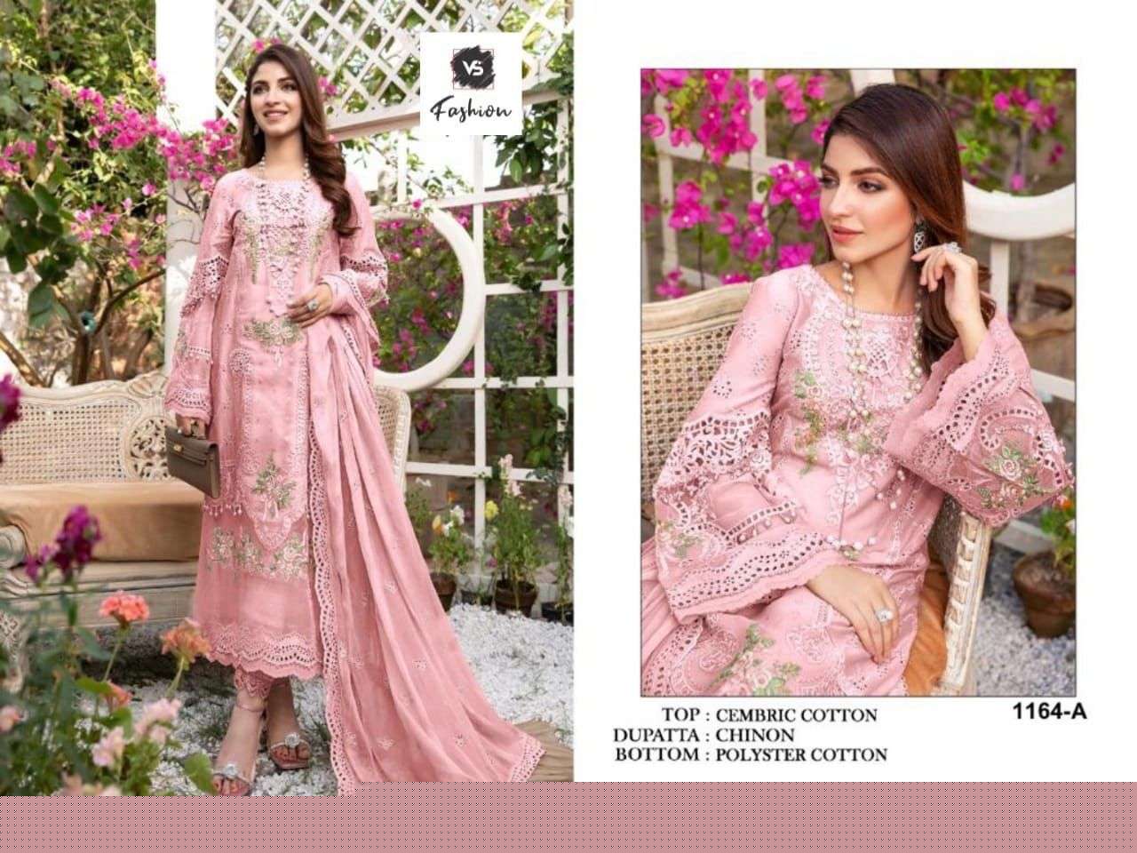 VS-1164 COLOURS BY FASHID WHOLESALE 1164-A TO 1164-D SERIES BEAUTIFUL PAKISTANI SUITS COLORFUL STYLISH FANCY CASUAL WEAR & ETHNIC WEAR CAMBRIC COTTON DRESSES AT WHOLESALE PRICE