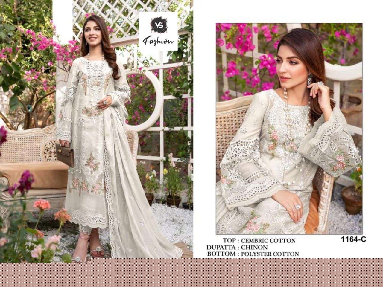 VS-1164 COLOURS BY FASHID WHOLESALE 1164-A TO 1164-D SERIES BEAUTIFUL PAKISTANI SUITS COLORFUL STYLISH FANCY CASUAL WEAR & ETHNIC WEAR CAMBRIC COTTON DRESSES AT WHOLESALE PRICE