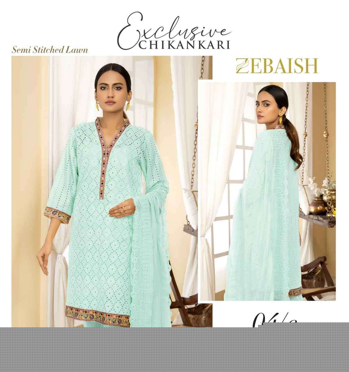 ORIGINAL PAKISTANI EXCLUSIVE CHIKANKARI BY ZEBAISH 01-A TO 04-E SERIES BEAUTIFUL PAKISTANI SUITS COLORFUL STYLISH FANCY CASUAL WEAR & ETHNIC WEAR FANCY DRESSES AT WHOLESALE PRICE