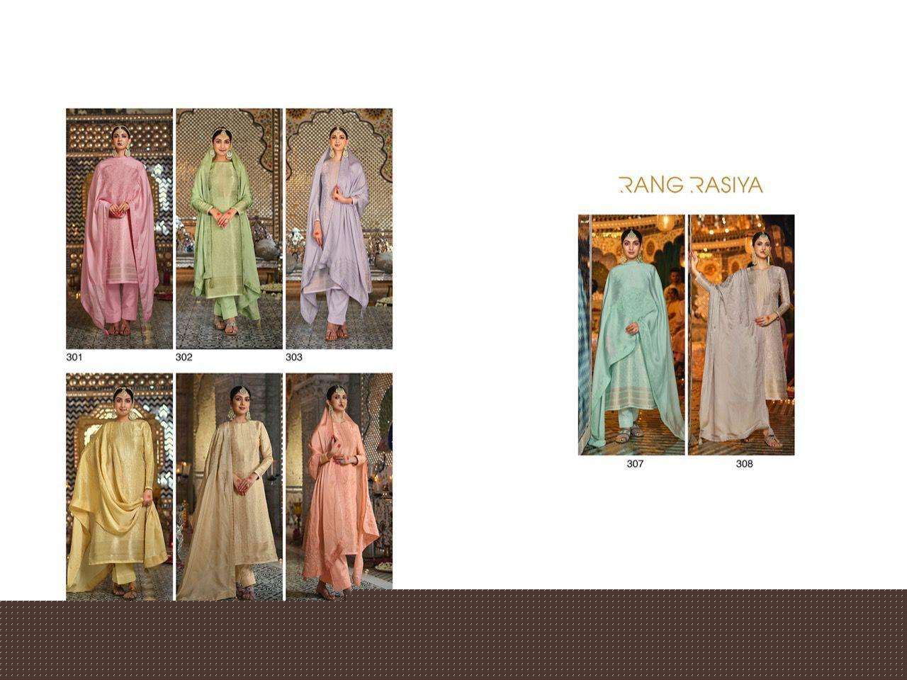 DEEDAR E ISHQ BY RANG RASIYA 301 TO 308 SERIES BEAUTIFUL SUITS COLORFUL STYLISH FANCY CASUAL WEAR & ETHNIC WEAR MULBERRY SILK DRESSES AT WHOLESALE PRICE