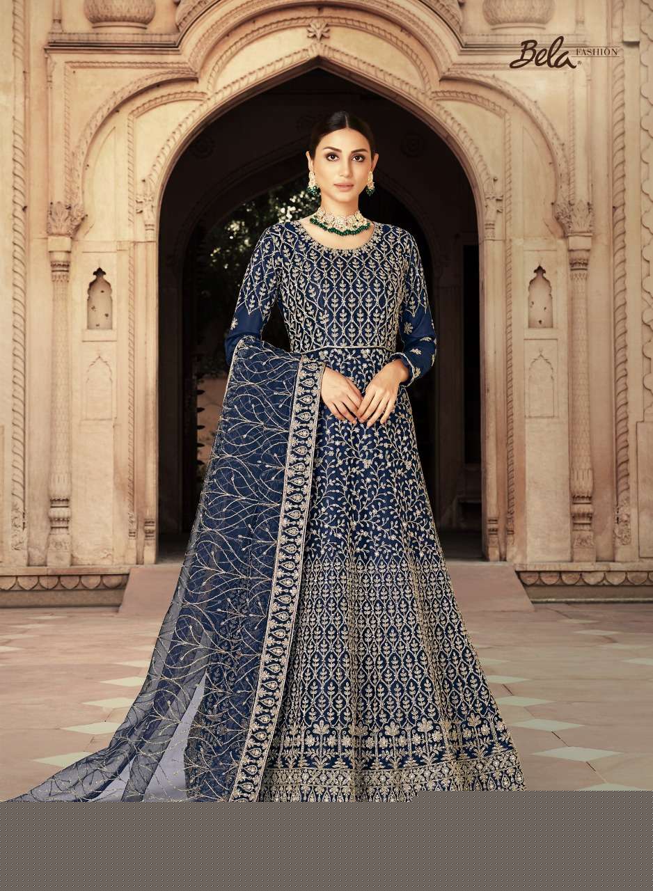 HOOR BY BELA FASHION 3204 TO 3210 SERIES BEAUTIFUL ANARKALI SUITS COLORFUL STYLISH FANCY CASUAL WEAR & ETHNIC WEAR HEAVY NET DRESSES AT WHOLESALE PRICE