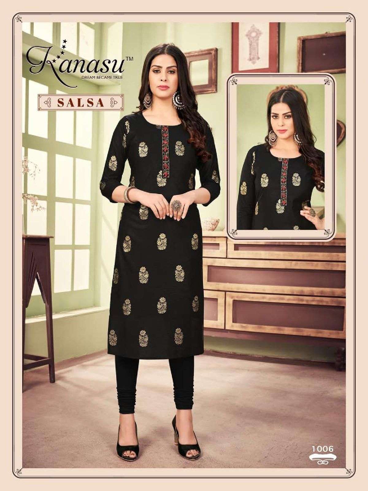 SALSA BY KANASU 1001 TO 1008 SERIES DESIGNER STYLISH FANCY COLORFUL BEAUTIFUL PARTY WEAR & ETHNIC WEAR COLLECTION CHANDERI SILK EMBROIDERED KURTI AT WHOLESALE PRICE