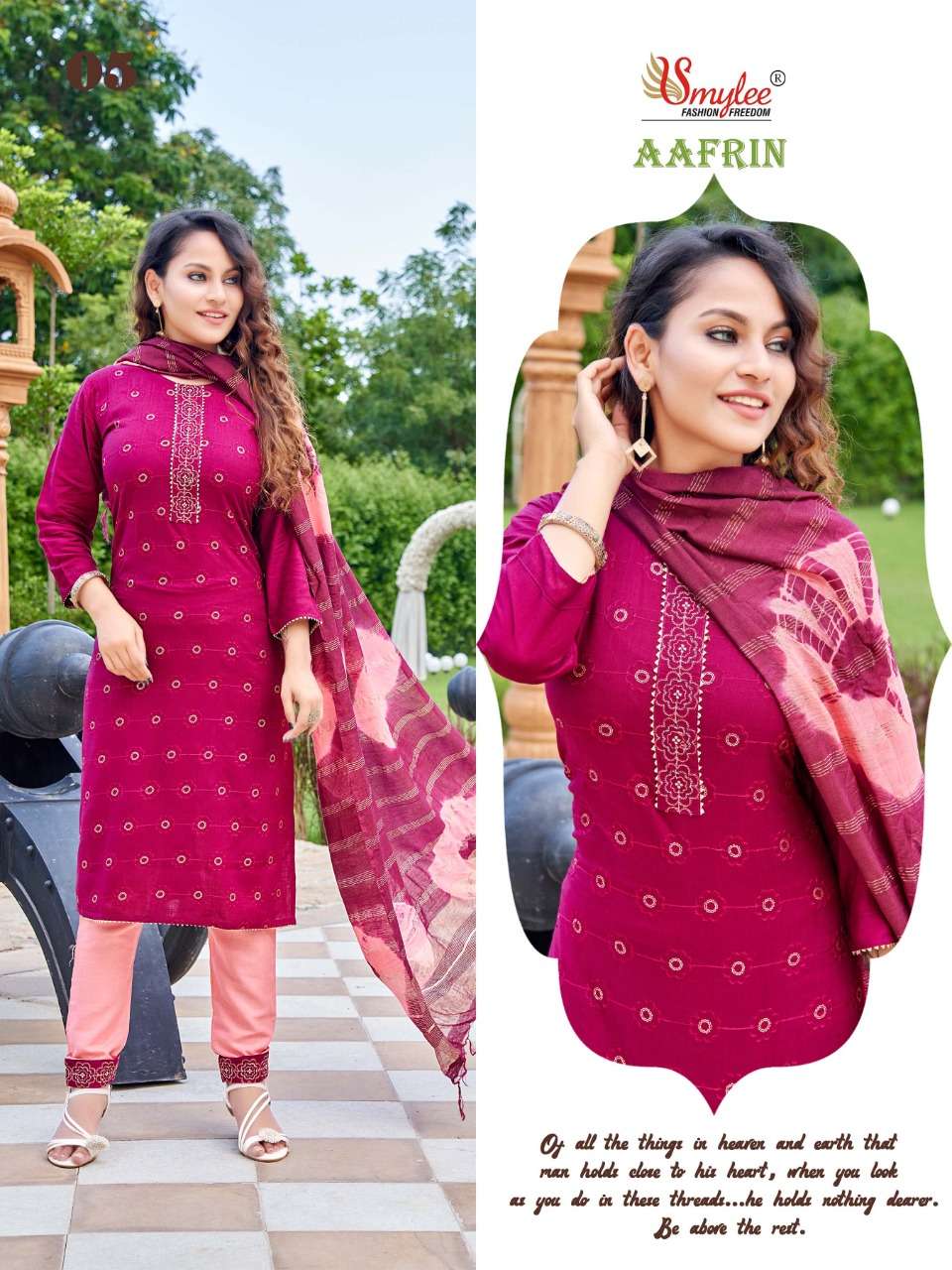 AAFRIN BY SMYLEE 01 TO 08 SERIES BEAUTIFUL SUITS COLORFUL STYLISH FANCY CASUAL WEAR & ETHNIC WEAR RAYON SLUB DRESSES AT WHOLESALE PRICE