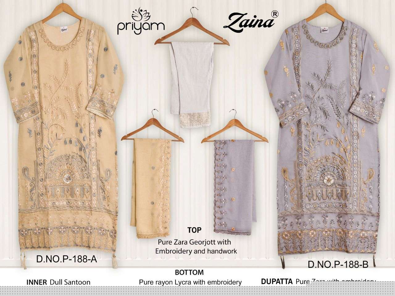 ZAINA HIT COLLECTION VOL-5 BY PRIYAM BEAUTIFUL PAKISTANI SUITS COLORFUL STYLISH FANCY CASUAL WEAR & ETHNIC WEAR PURE GEORGETTE DRESSES AT WHOLESALE PRICE