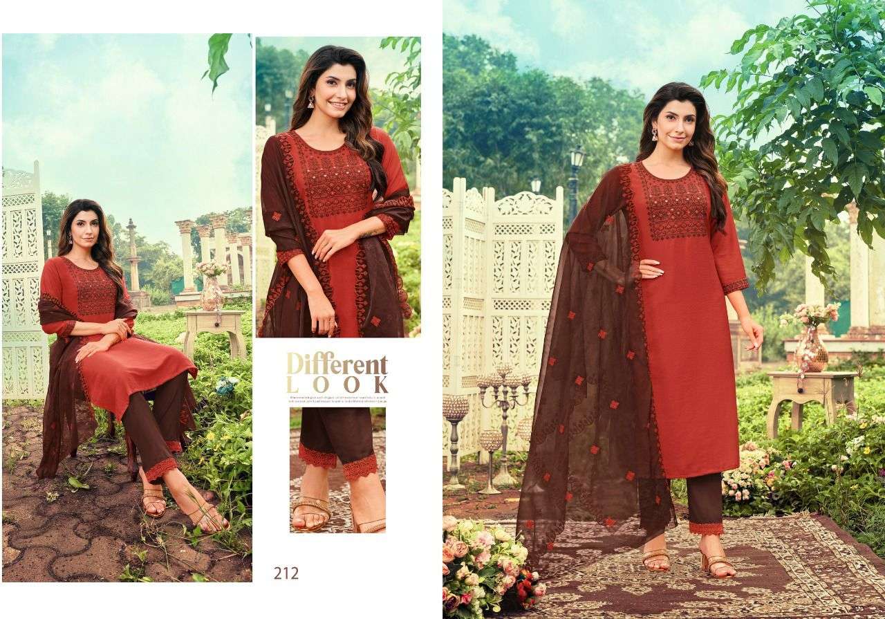 KRYSTAL BY HARIYAALI 207 TO 212 SERIES BEAUTIFUL SUITS COLORFUL STYLISH FANCY CASUAL WEAR & ETHNIC WEAR SILK DRESSES AT WHOLESALE PRICE