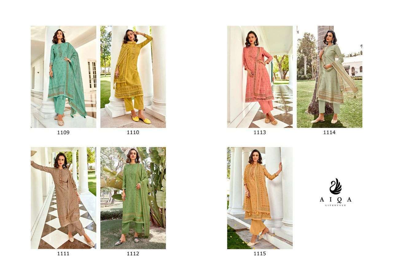 MAHIRA BY AIQA 1109 TO 1115 SERIES BEAUTIFUL SUITS STYLISH FANCY COLORFUL PARTY WEAR & OCCASIONAL WEAR MUSLIN SILK DRESSES AT WHOLESALE PRICE