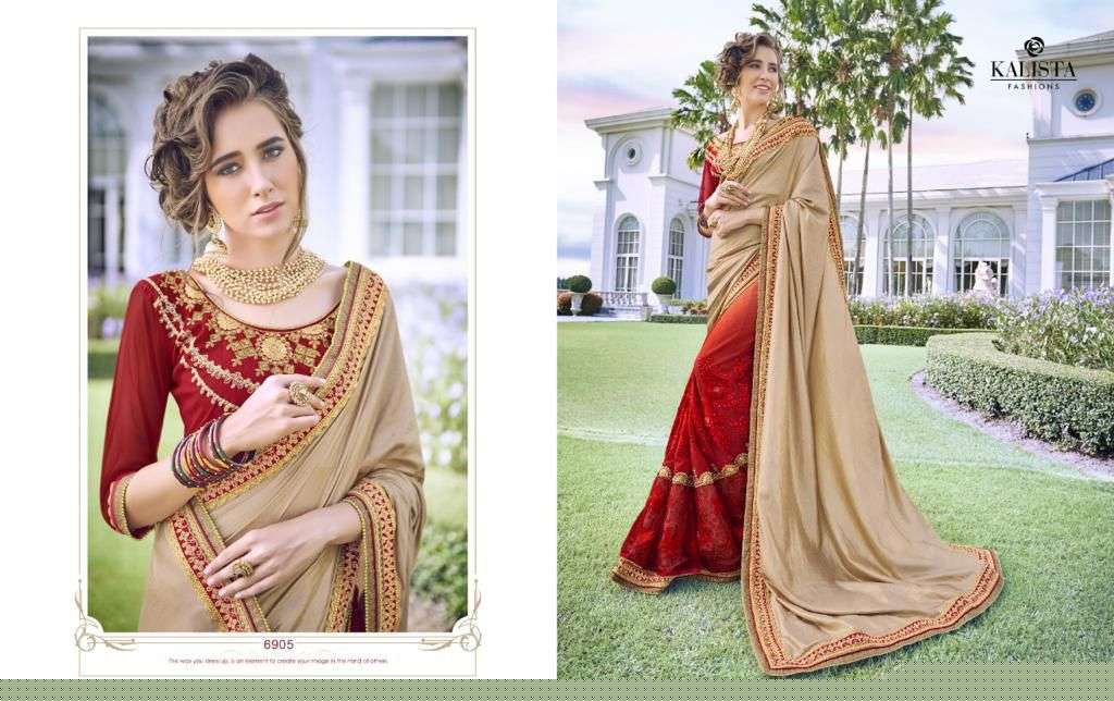 KALISTA SALE COLLECTION BY KALISTA FASHION INDIAN TRADITIONAL WEAR COLLECTION BEAUTIFUL STYLISH FANCY COLORFUL PARTY WEAR & OCCASIONAL WEAR FANCY SAREES AT WHOLESALE PRICE