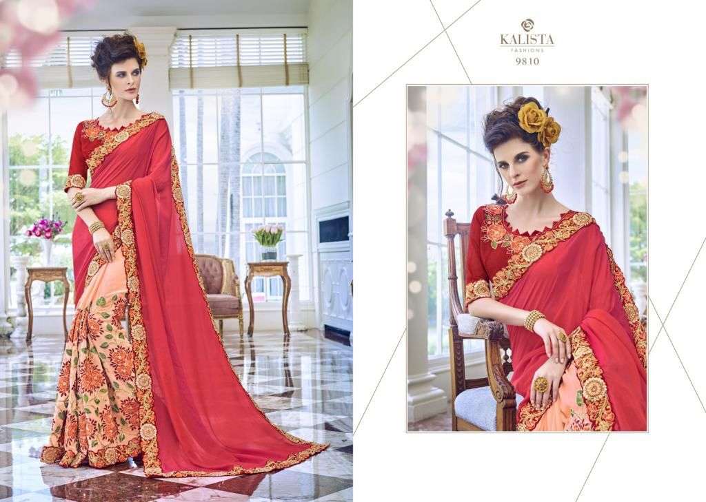KALISTA SALE COLLECTION BY KALISTA FASHION INDIAN TRADITIONAL WEAR COLLECTION BEAUTIFUL STYLISH FANCY COLORFUL PARTY WEAR & OCCASIONAL WEAR FANCY SAREES AT WHOLESALE PRICE