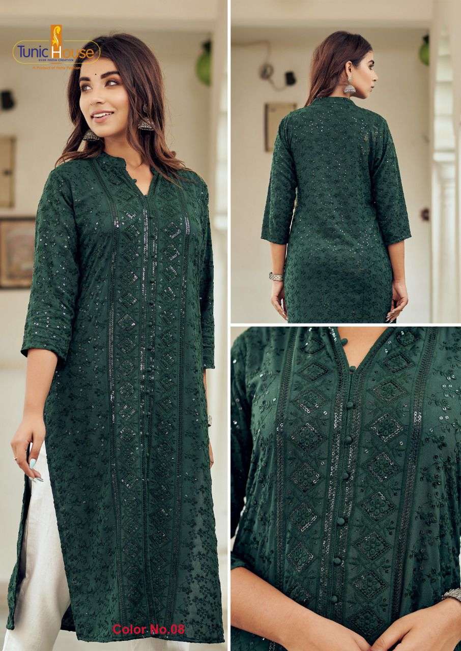 7 STAR BY TUNIC HOUSE BEAUTIFUL STYLISH FANCY COLORFUL CASUAL WEAR & ETHNIC WEAR VISCOSE RAYON WITH WORK KURTIS AT WHOLESALE PRICE