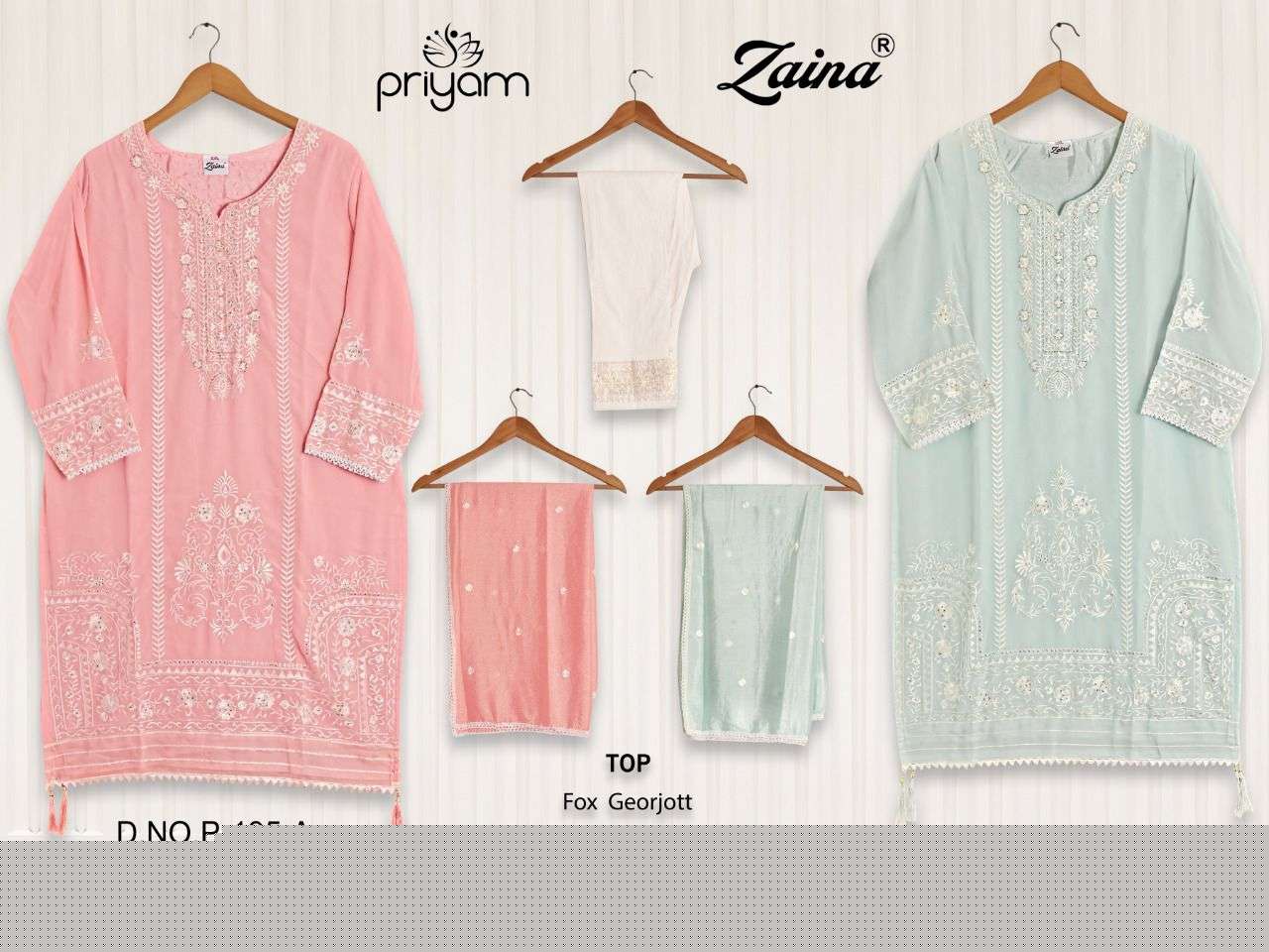 ZAINA HIT COLLECTION VOL-6 BY PRIYAM 195-A TO 200-B SERIES DESIGNER PAKISTANI SUITS BEAUTIFUL FANCY COLORFUL STYLISH PARTY WEAR & OCCASIONAL WEAR FAUX GEORGETTE DRESSES AT WHOLESALE PRICE