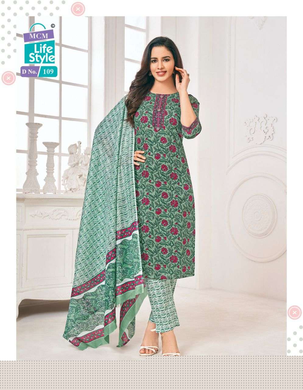LIFE STYLE BY MCM LIFESTYLE 108 TO 119 SERIES BEAUTIFUL SUITS COLORFUL STYLISH FANCY CASUAL WEAR & ETHNIC WEAR FANCY PRINT DRESSES AT WHOLESALE PRICE