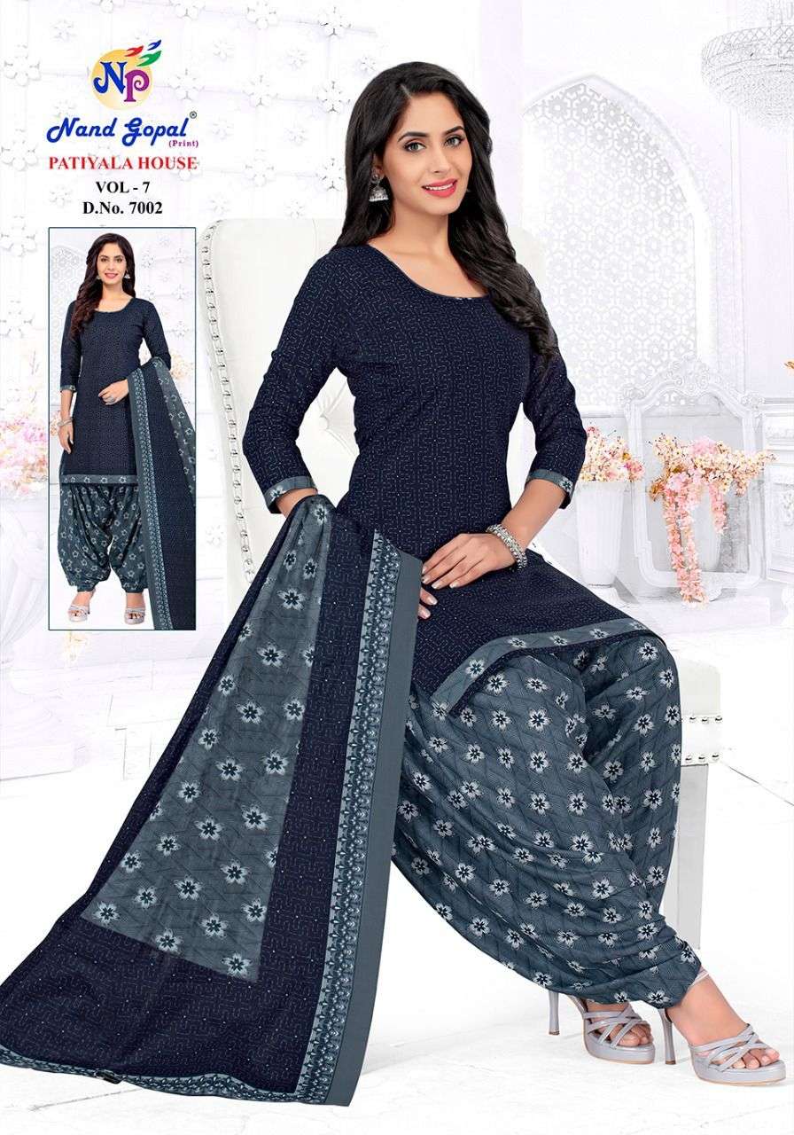 PATIYALA HOUSE VOL-7 BY NAND GOPAL PRINT 7001 TO 7012 SERIES DESIGNER SUITS BEAUTIFUL STYLISH FANCY COLORFUL PARTY WEAR & OCCASIONAL WEAR PURE COTTON DRESSES AT WHOLESALE PRICE