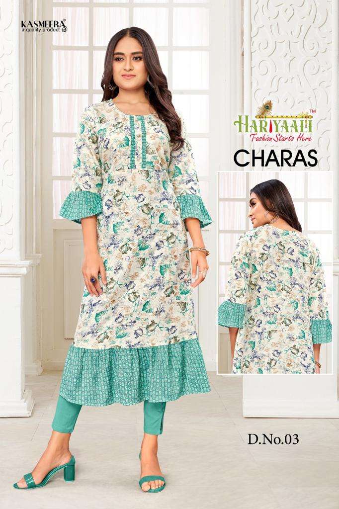 CHARAS BY HARIYAALI 01 TO 12 SERIES DESIGNER STYLISH FANCY COLORFUL BEAUTIFUL PARTY WEAR & ETHNIC WEAR COLLECTION FANCY KURTIS AT WHOLESALE PRICE
