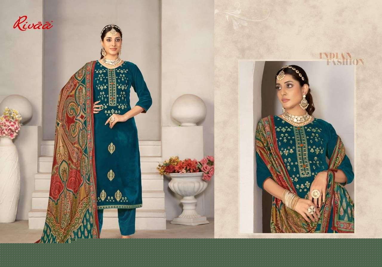 PRISHA VOL-2 BY RIVAA 2393 TO 2399 SERIES FESTIVE SUITS BEAUTIFUL FANCY COLORFUL STYLISH PARTY WEAR & OCCASIONAL WEAR VELVET EMBROIDERY DRESSES AT WHOLESALE PRICE