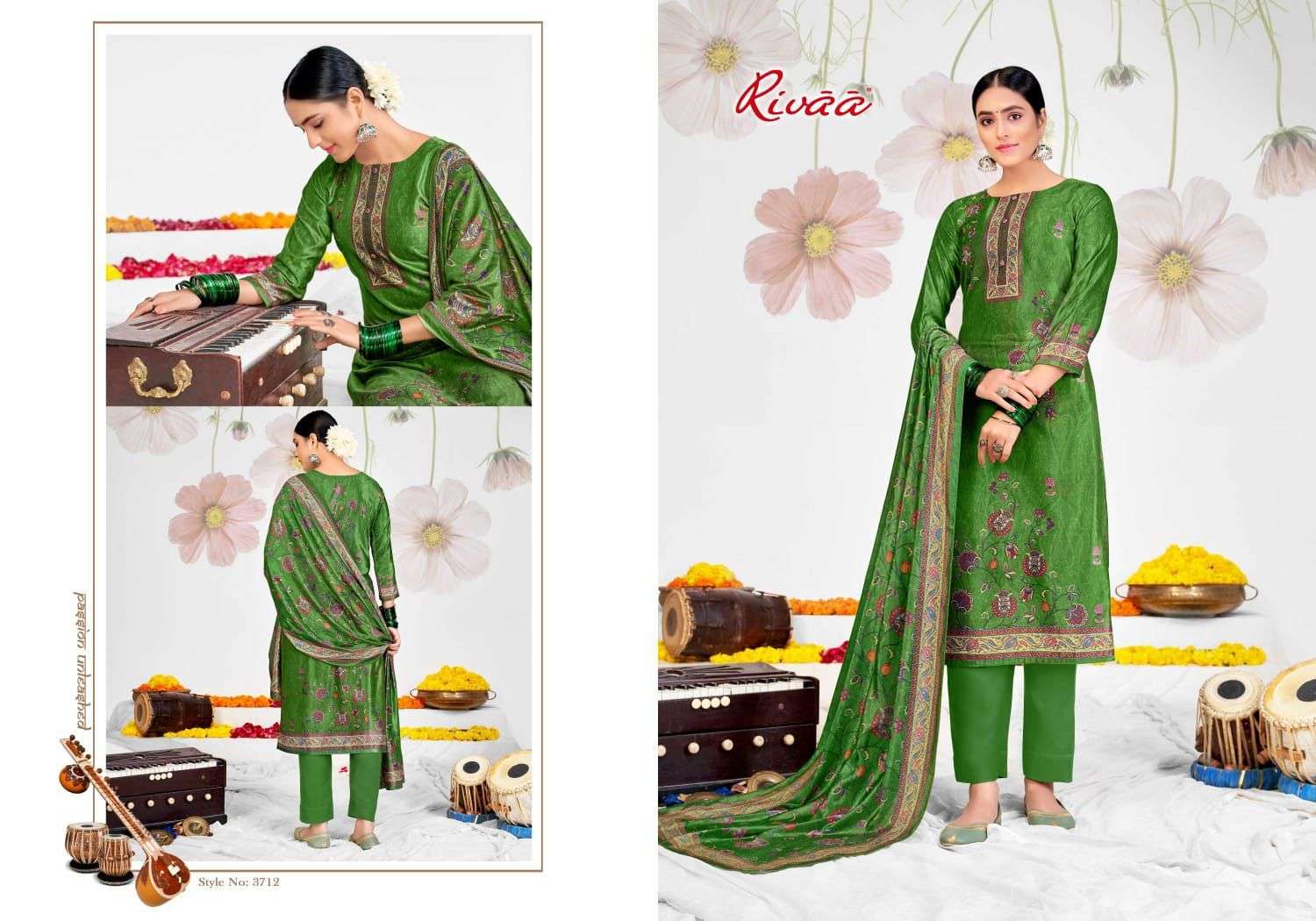 SHANEEL VOL-2 BY RIVAA 3708 TO 3714 SERIES FESTIVE SUITS BEAUTIFUL FANCY COLORFUL STYLISH PARTY WEAR & OCCASIONAL WEAR VELVET EMBROIDERY DRESSES AT WHOLESALE PRICE