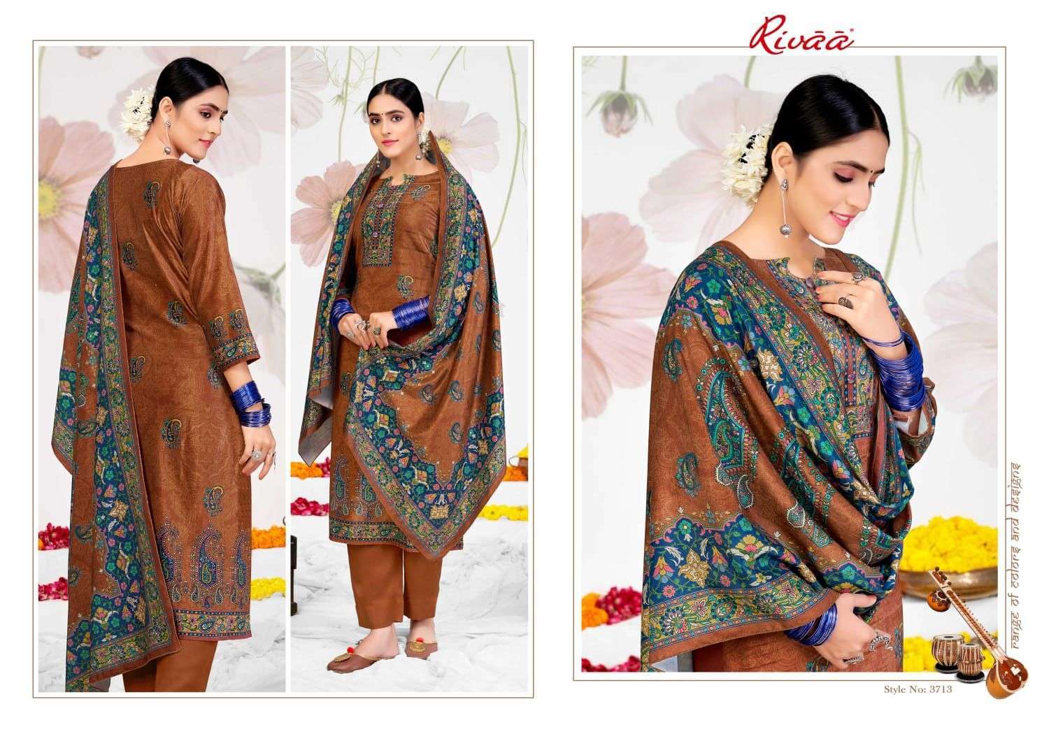 SHANEEL VOL-2 BY RIVAA 3708 TO 3714 SERIES FESTIVE SUITS BEAUTIFUL FANCY COLORFUL STYLISH PARTY WEAR & OCCASIONAL WEAR VELVET EMBROIDERY DRESSES AT WHOLESALE PRICE