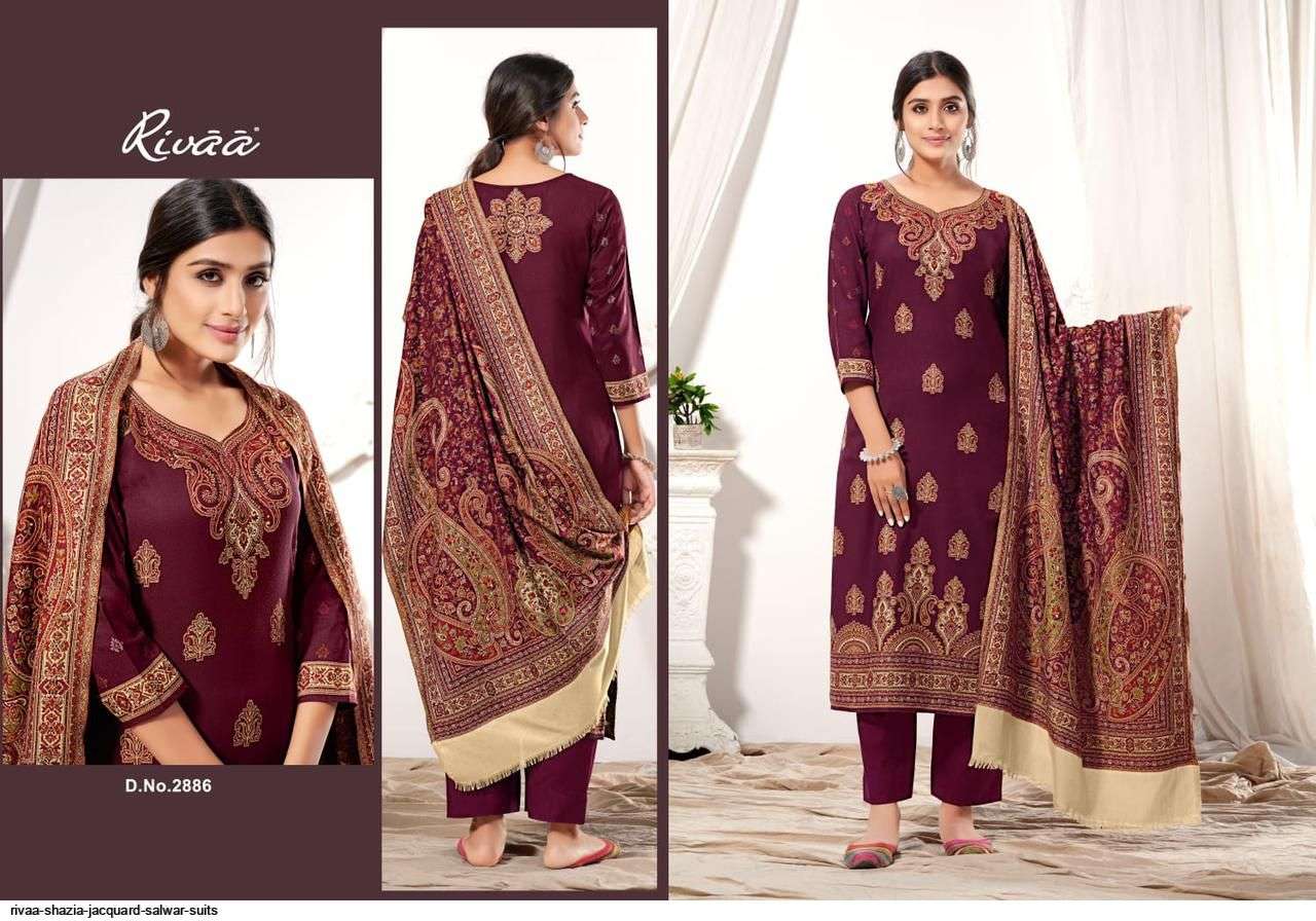 SHAZIA BY RIVAA 2885 TO 2891 SERIES FESTIVE SUITS BEAUTIFUL FANCY COLORFUL STYLISH PARTY WEAR & OCCASIONAL WEAR WOOLEN JACQUARD DRESSES AT WHOLESALE PRICE