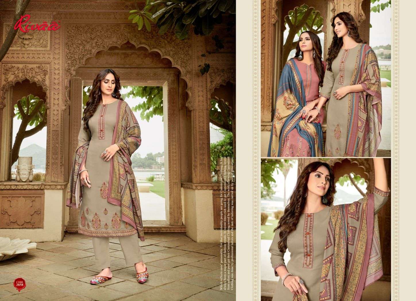 ASMAARA BY RIVAA 3858 TO 3864 SERIES BEAUTIFUL SUITS COLORFUL STYLISH FANCY CASUAL WEAR & ETHNIC WEAR HEAVY PASHMINA EMBROIDERED DRESSES AT WHOLESALE PRICE