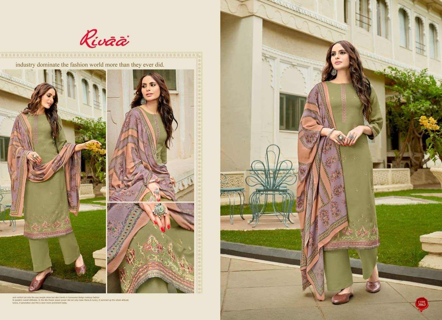 ASMAARA BY RIVAA 3858 TO 3864 SERIES BEAUTIFUL SUITS COLORFUL STYLISH FANCY CASUAL WEAR & ETHNIC WEAR HEAVY PASHMINA EMBROIDERED DRESSES AT WHOLESALE PRICE