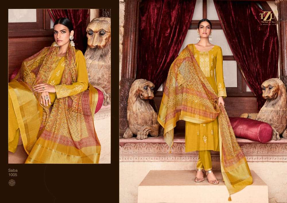 SABA BY TZU 1001 TO 1006 SERIES FESTIVE TRADITIONAL WEAR COLLECTION BEAUTIFUL STYLISH FANCY COLORFUL PARTY WEAR & OCCASIONAL WEAR SILK DRESSES AT WHOLESALE PRICE