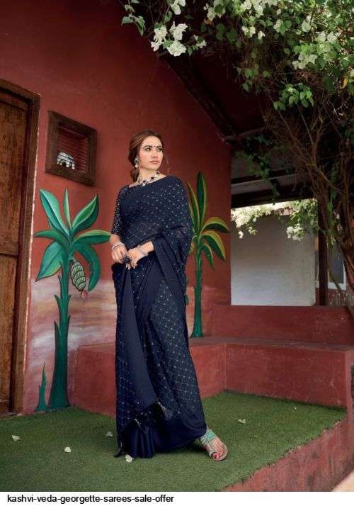 VEDA BY KASHVI CREATION 1001 TO 1010 SERIES INDIAN TRADITIONAL BEAUTIFUL STYLISH DESIGNER BANARASI SILK JACQUARD EMBROIDERED PARTY WEAR PURE GEORGETTE SAREES AT WHOLESALE PRICE
