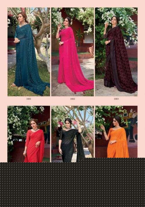 VEDA BY KASHVI CREATION 1001 TO 1010 SERIES INDIAN TRADITIONAL BEAUTIFUL STYLISH DESIGNER BANARASI SILK JACQUARD EMBROIDERED PARTY WEAR PURE GEORGETTE SAREES AT WHOLESALE PRICE
