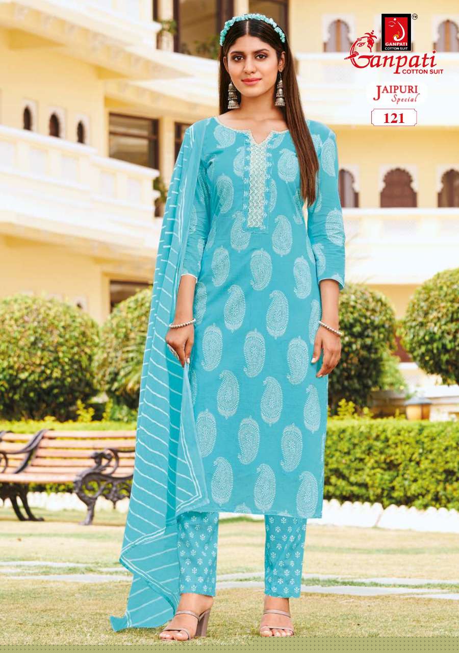 JAIPURI SPECIAL VOL-2 BY GANPATI COTTON SUITS 116TO 130 SERIES BEAUTIFUL STYLISH SUITS FANCY COLORFUL CASUAL WEAR & ETHNIC WEAR & READY TO WEAR PURE COTTON PRINT DRESSES AT WHOLESALE PRICE